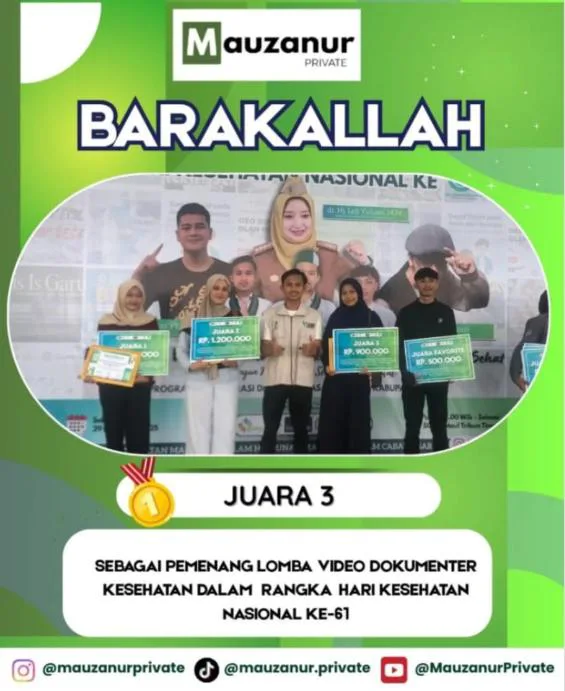 Juara 3 Lomba Video Dokumenter Hari Kesehatan Nasional ke-61